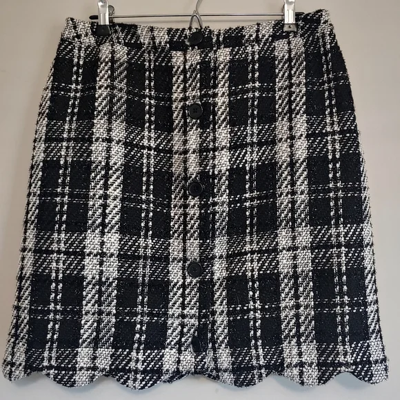 NWT Cato Black and White Checkered Mini Skirt 12 - Picture 1 of 9